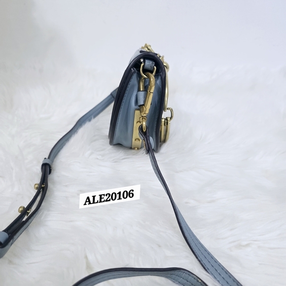 Chloe Light Blue Crossbody Bag with Gold Accents - Picture 7 of 13